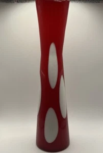 Mid Century Modern Pop Art Studio Vase Purpurrot & Weiß 15" - Bild 1 von 7