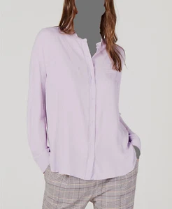 $275 Marella Women's Purple Long Sleeve Mandarin Collar Button Shirt Top Size 6 - Picture 1 of 1