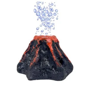Cute Aquarium Volcano Air Bubbler with Air Bubble Stone , Realistic Fish Tank - Picture 1 of 8