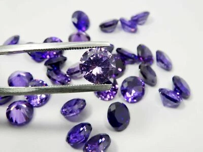 Purple Tourmaline 7 mm Calibrated Round Cut ,Lab Created Loose Gemstone Lot - Image 1 of 4