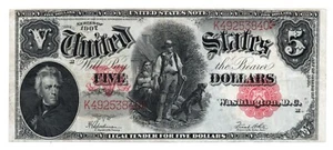 1907 $5 Red Seal U S Note -Very Nice Note Chrisp - Picture 1 of 2