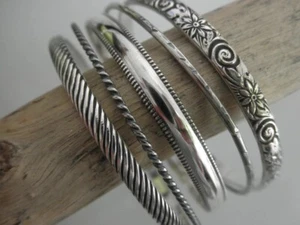 5er Set Sterling Silber Muster Armreif Armband Handarbeit oxidiert Armreifen A 7 - Bild 1 von 6