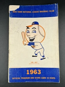 1963 Milwaukee Braves @ New York Mets Program - Frank Thomas Autographed Cover - Picture 1 of 4
