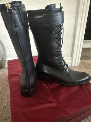 Botas con cordones Tamara Mellon de cuero negro a media pantorrilla 35 hechas en Italia Foto 1 de 4