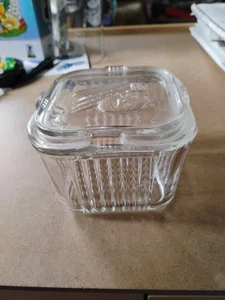 De Colección Mid-Century Federal Vidrio Transparente Repujado Fruta Diseño Nevera Plato - Imagen 1 de 9