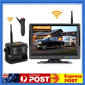 7'' DVR Magnetic Solar Wireless Backup Camera 1080P Monitor For RV Trailer Truck - Picture 1 of 15