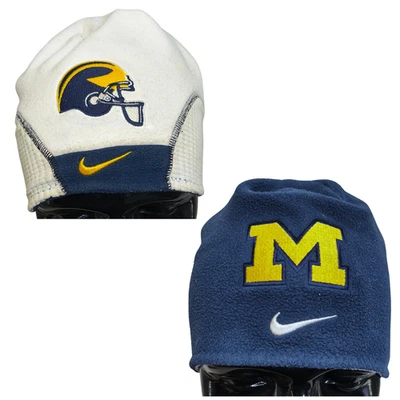 Мужская винтажная флисовая двусторонняя шапка-бини Y2K Nike University of Michigan - Изображение 1 из 4