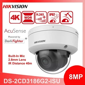 Hikvision DS-2CD3186G2-ISU 8MP AcuSense DarkFighter Fixed Dome IP Camera 2.8mm - Picture 1 of 4