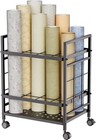 Blueprint Storage Rack Cart, 12 Slots Blueprint Holder with Wheels (Black)