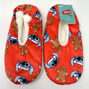 Disney Lilo and Stitch Christmas Slippers Women’s Size 4-10 Red Non-Slip - Picture 1 of 5