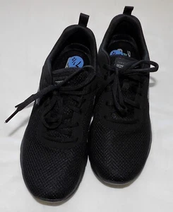 SKECHERS AIR COOLED MEMORY FOAM BLACK FABRIC TIE SNEAKER WOMENS SIZE 7.5M - Picture 1 of 9