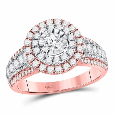 14k Rose Gold Round Diamond Bridal Wedding Engagement Ring 1-1/4 Ctw (Certified) - Image 1 of 4