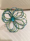 Pier 1 beaded decor flowers NWT turquoise lime green Made in India Quantity 5