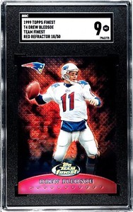 1999 Finest DREW BLEDSOE *TEAM RED REFRACTOR* T4 Patriots #18/50 *SGC 9 MINT*