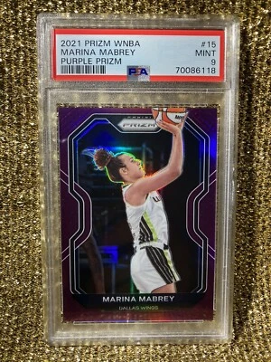 Marina Mabrey 2021 WNBA Prizm Purple #15 Dallas Wings 58/99 RC PSA 9 - Image 1 of 2