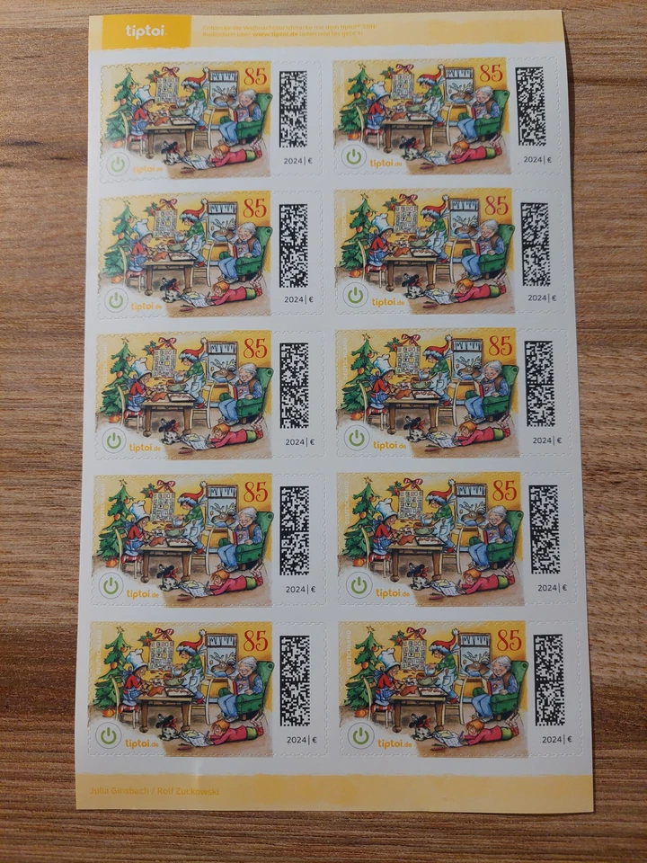 Briefmarken, Weihnachtsbäckerei 2024, 1 Bogen a 10 Stück 0,85 €, selbstklebend - Bild 1 von 1