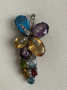 SRI LANKA LARGE GEMSTONES SILVER PENDANT - Picture 1 of 3