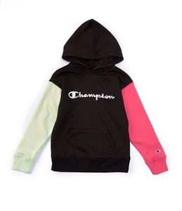Champion Girls Color-Block Fleece Hoodie Size S  -Black/Pink/Mint- - Picture 1 of 7