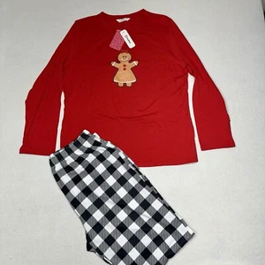 Patpat Christmas Pajamas Women’s Set XL Gingerbread Man Red Checkered Pants - Picture 1 of 15