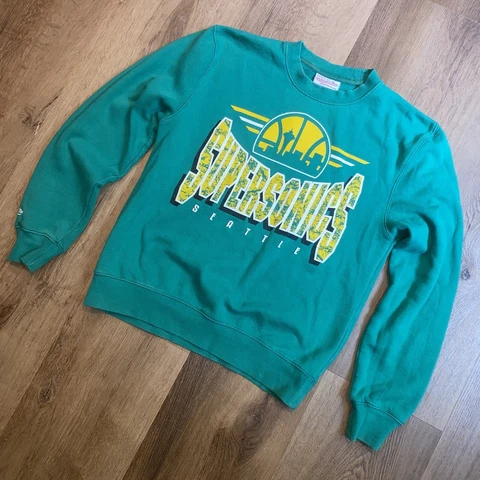 Seattle Sonics Sweatshirt Mitchell & Ness Shirt Supersonics vtg NBA Mens SMALL Cover
