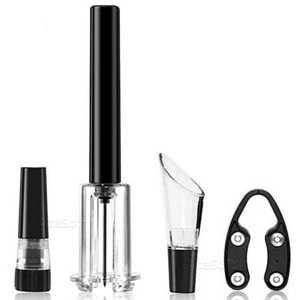 Wine Bottle Opener Set 4 Pcs – Corkscrew, Stopper, Aerator Pourer, Foil Cutter - Picture 1 of 1