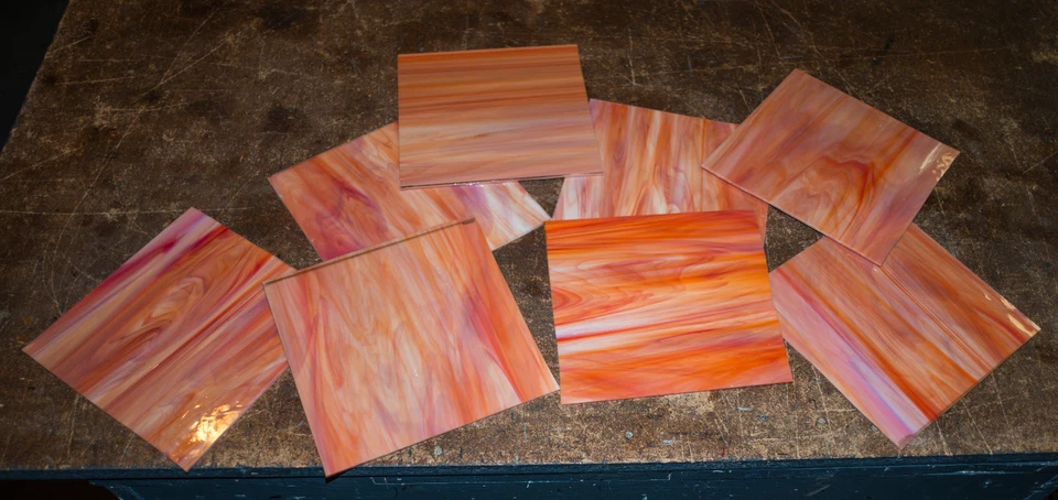 Scrap Stained Art Glass Tiles - Tangerine/Orange - TAG Foto 1 de 1
