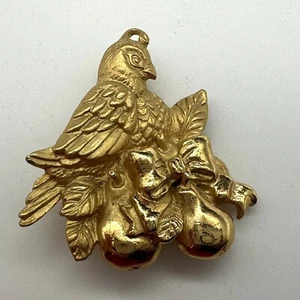 Robyn Rush Gold Tone Partridge In A Pear Tree Brooch Pin Metal USA Vintage - Picture 1 of 5
