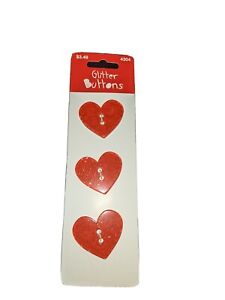 My Buttons Red Glitter Hearts Buttons Blumenthal Lansing Buttons 1-1/4"
