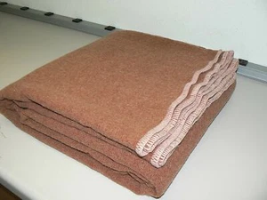 Wool Blanket - Genuine 100% Virgin Wool - Excellent Condition - Medium Brown - Picture 1 of 7