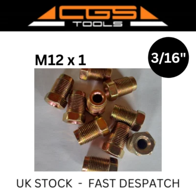 Tuercas de tubo de freno macho M12 x 1 mm para tubo de 3/16" (10) Foto 1 de 4