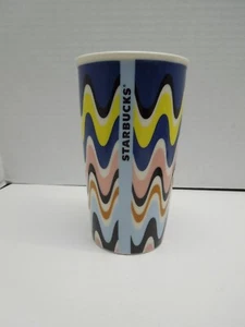 Starbucks Blue Abstract Color Wave Ceramic Tumbler 12 Oz **Pre-Owned - Picture 1 of 7