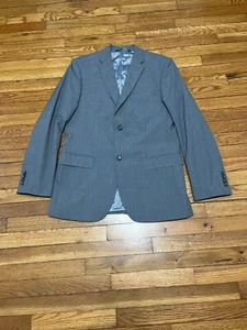 Perry Ellis Men’s Blazer Jacket Size 40R Gray Pinstriped 2 Button Sport Coat - Picture 1 of 8