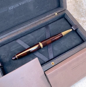 Louis Vuitton Ballpoint Pen Grand Tour Damier Brown Gold Finish w/Box&Papers - Picture 1 of 19