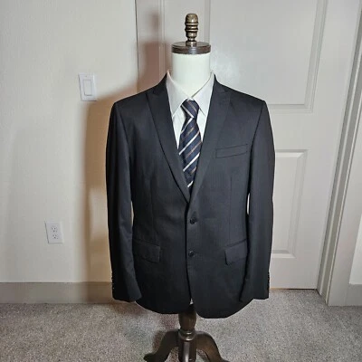 John Varvatos 40R Suit Blazer Jacket Men Black Pinstriped - Image 1 of 4