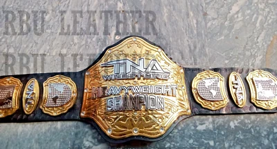 Cinturón de campeonato de lucha libre de peso pesado TNA Wildcat 4 mm cuero real chapado en zinc Foto 1 de 4