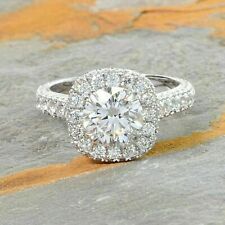 Engagement Ring Round/&Lab-created Diamond 14k White Gold 1.28ct