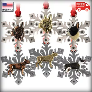 Zinn Boston Terrier Schneeflocke Christbaumschmuck, Made in USA - Bild 1 von 9