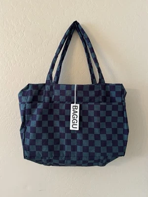 Bolso de Mano Baggu Cloud Verde Marino A Cuadros Grande Correa para el Hombro Nuevo Foto 1 de 4