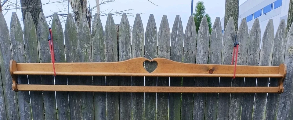 Prateleira de parede vintage 72" LARGURA placa de madeira de pinho maciça trilho recorte coração fazenda rústica - Imagem 1 de 4