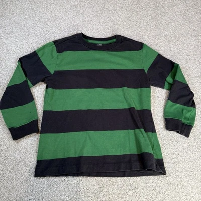 Old Navy Boys Small 6/7 Striped Long Sleeve T-shirt Green And Gray - Image 1 of 4