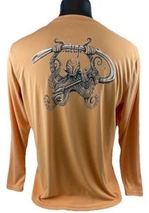 Reel Life Mens UV Tee Shirt XL Sun Defender Octopus Peach Tamano Lightweight - Picture 1 of 22