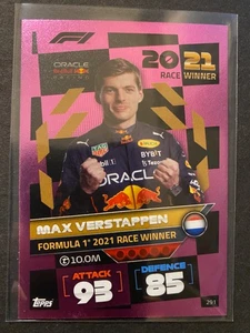 Max Verstappen - 2022 Topps Turbo Attax F1 Pink Race Winner Card #291 - Picture 1 of 2