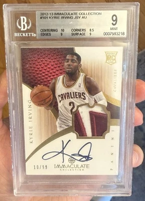 2012 Immaculate Collection Kyrie Irving Rookie Patch Auto RPA /99 BGS 9 Auto 10 - Image 1 of 3