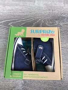 New Surprize Stride Rite Baby Girls Maddie Sneakers Blue 6-12 Months Crib Shoes