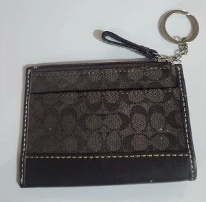 SMALL Coach Canvas Coin Purse/Card Holder DARK BROWN C LOGO - Picture 1 of 3