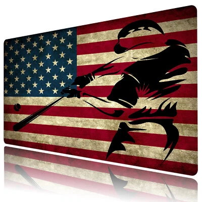 Retro Baseball American Flag Desk Mat for Keyboard Mouse Desk Pad 31.5x15.7 inch - Image 1 of 4