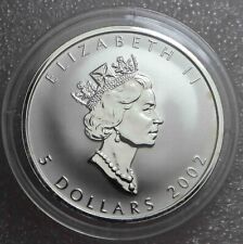 Kanada $ 5 Dollar 2002 Ahornblatt Mondmarke 1 Oz 999 Silbermünze gekapselt [1178