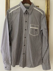 McQ Alexander McQueen Burgundy Stripe Button Shirt, Size 48 Eu - Picture 1 of 15