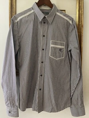 McQ Alexander McQueen Burgundy Stripe Button Shirt, Size 48 Eu - Image 1 of 4