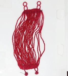 Vintage Red Glass Seed Bead Multi Strand Goth Vamp Bracelet Wide Adjustable 7.5" - Picture 1 of 5